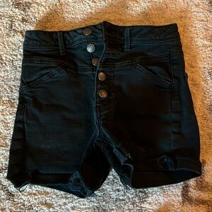 High Waisted Black Jean Shorts